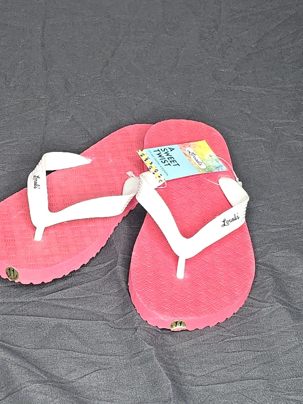 Locals Red Flip Flop Sandals with White Straps